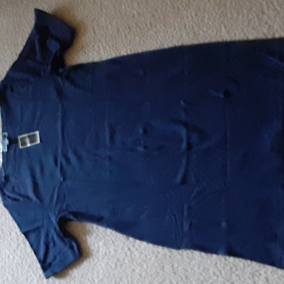 KAREN SCOTT Cotton Cuffed-Sleeve Dress, Navy - XL - Picture 2 of 3